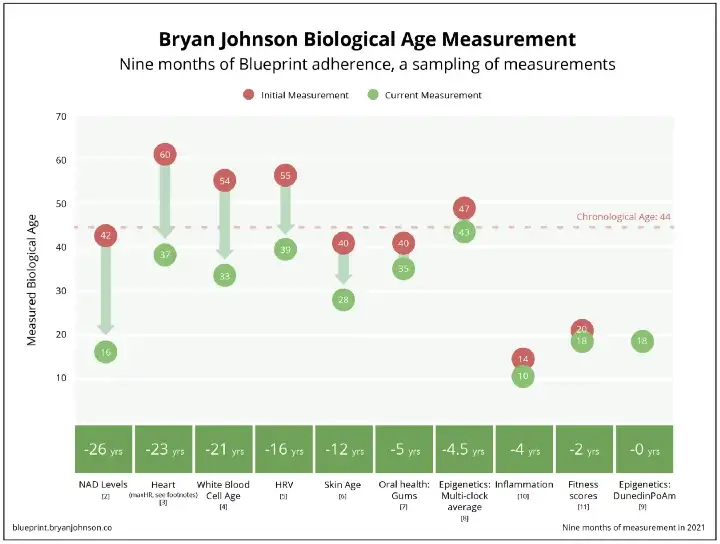Biotech founder Bryan Johnson reversed his age by 5.1 years in 7 months